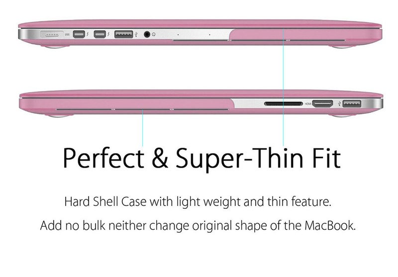 UESWILL 3 in 1 Matte Hard Case Compatible with MacBook Pro (Retina, 13 inch, Late 2012/2013/2014/Early 2015), Model A1425 / A1502, NO CD-ROM + Keyboard Cover and Screen Protector, Pink - Image 5